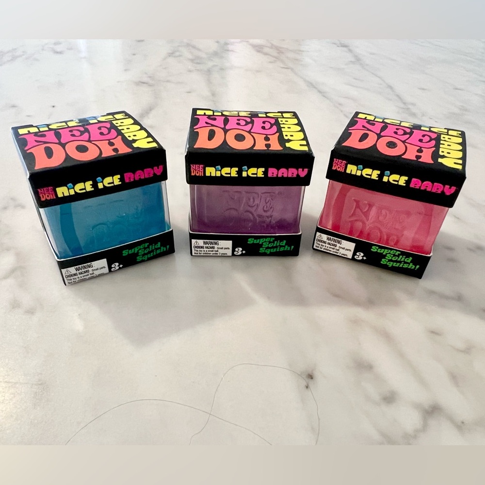 NeeDoh Nice Ice Baby Squishies - Blue, Purple, Pink (Set of 3)